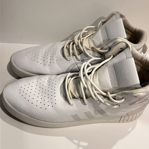 Adidas White Tubular Invader Sneakers Mens 11 S81794 Basketball Shoes Leather - Picture 5 of 10